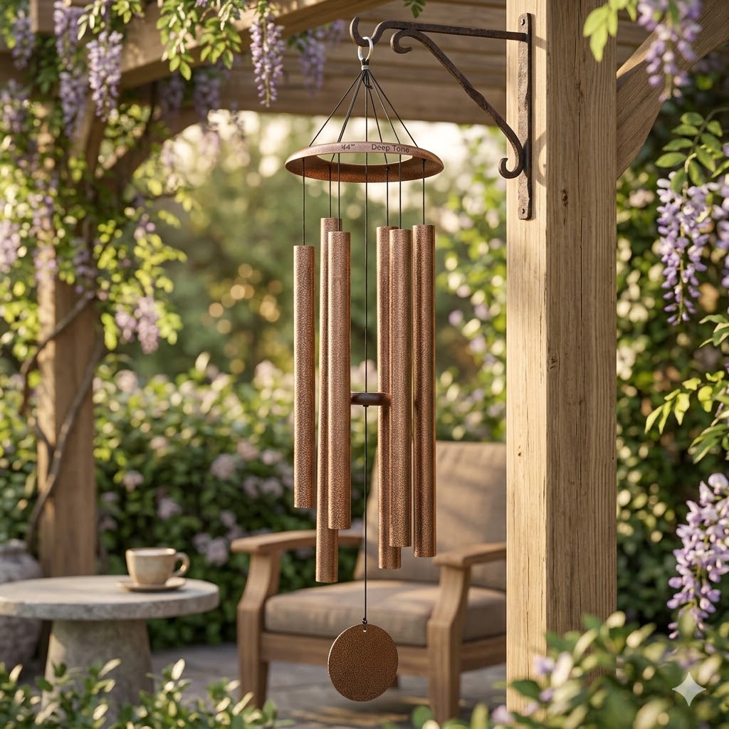 HOHIYA 44 Inch Large Wind Chimes for Outside Deep Tone Soothing Bass Sound Heavy Duty Aluminum Metal Windchime for Garden Patio and Memorial and Mother Gift Copper Vein